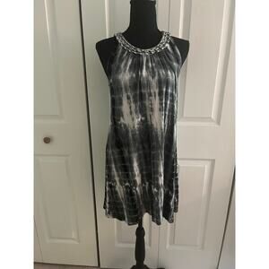 Beach Break Black and White Tie-Dye Dress, Beach coverup, Boho, Reteo, Summer